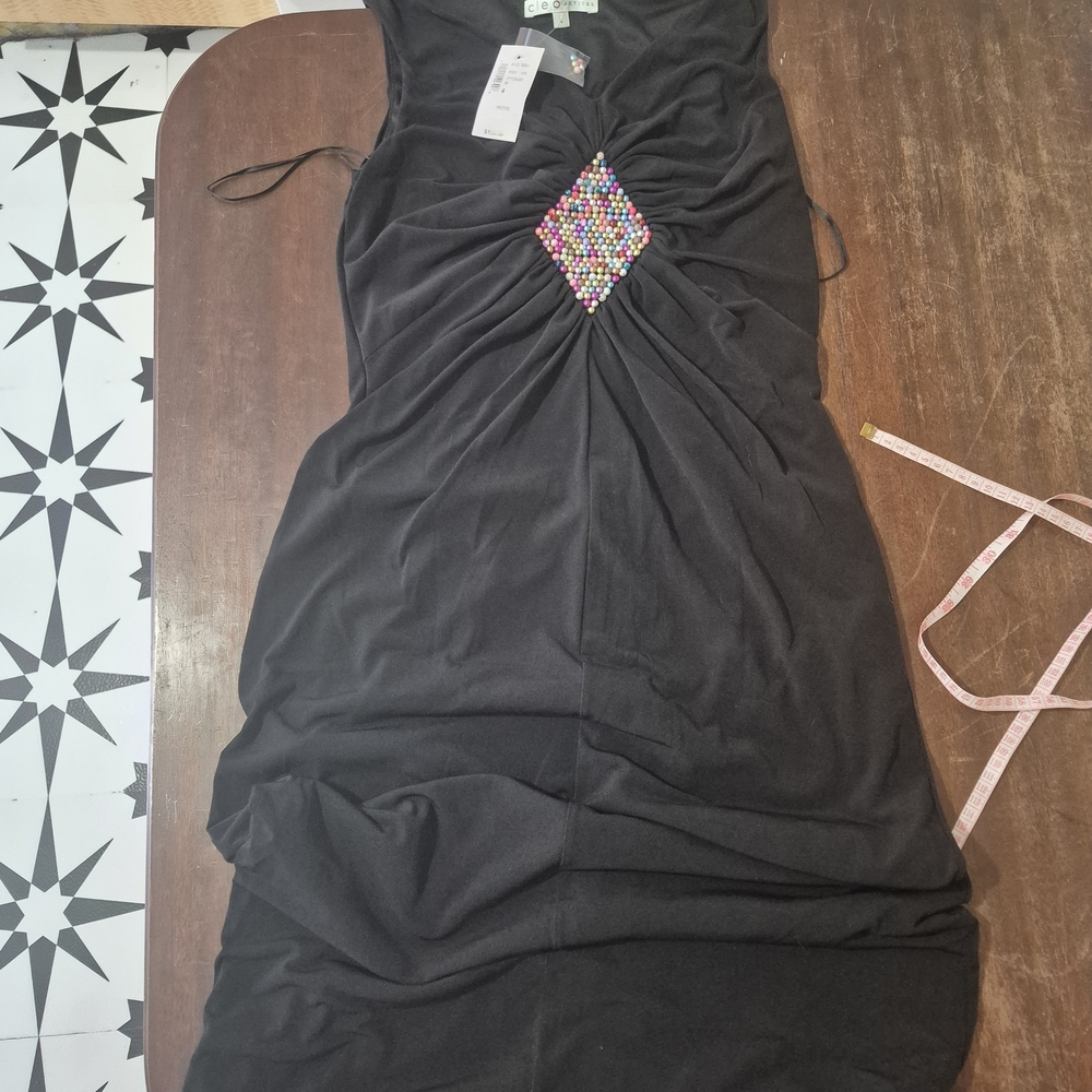 cleo Black Maxi Dress with Multicolor Bead Diamond